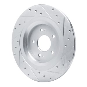 Hyundai Ioniq 6 Brake Rotor (1) - Rear Left - R1 Concepts - Drilled & Slotted - Silver - `22-`25